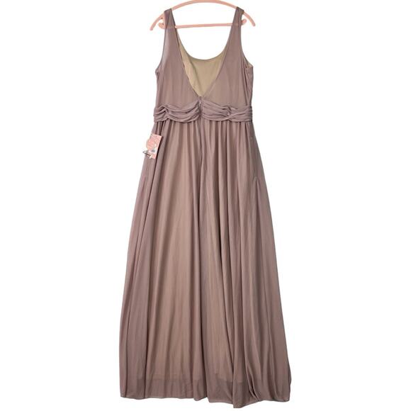 Birdy Grey Jan Chiffon Gown Sleeveless Mauve Scoop Neck Pockets Lined 2X NEW - Picture 4 of 8
